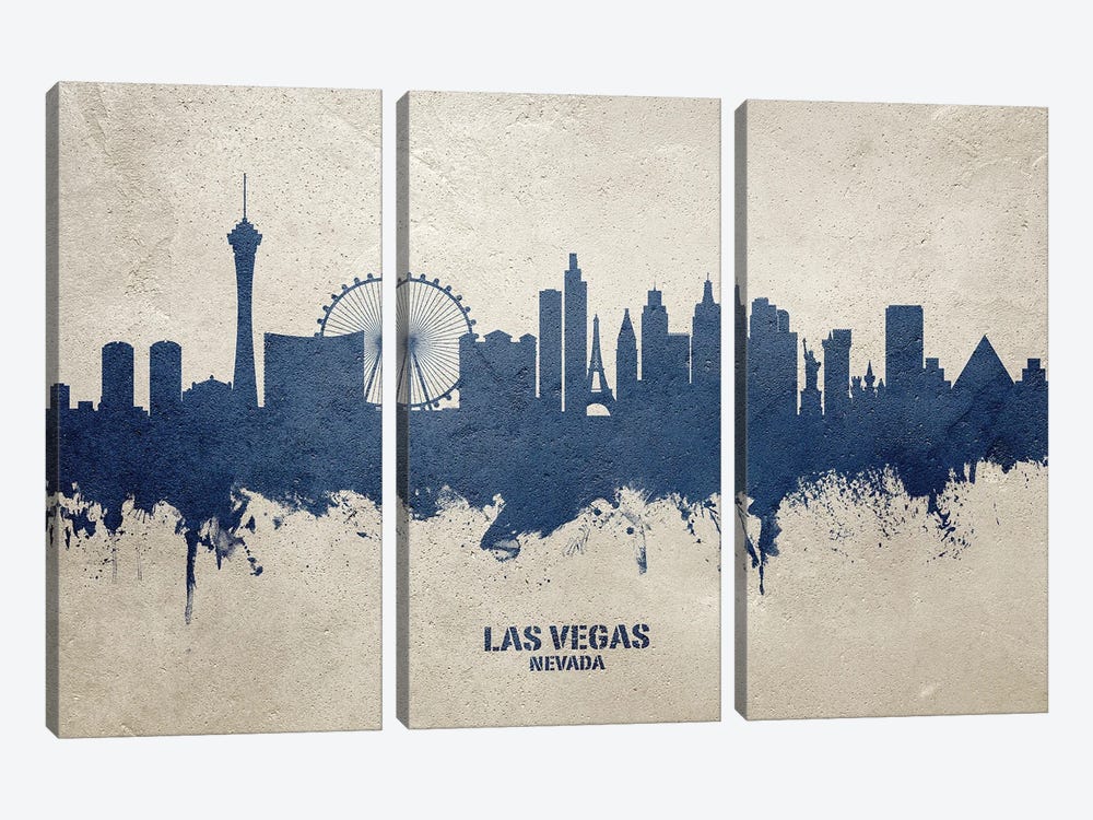 Las Vegas Nevada Skyline Concrete by Michael Tompsett 3-piece Canvas Print