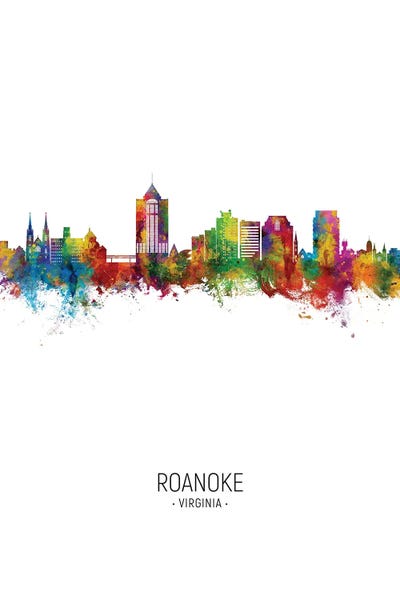 Roanoke Virginia Skyline Portrait by Michael Tompsett canvas print
