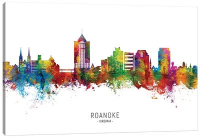 Roanoke Virginia Skyline City Name Canvas Art Print - Virginia Art