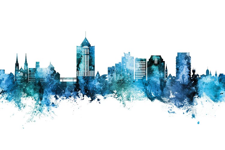 Roanoke Virginia Skyline Blue Teal by Michael Tompsett wall art