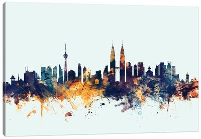 Kuala Lumpur, Malaysia On Blue Canvas Art Print