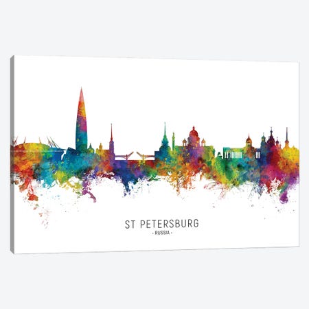 St Petersburg Russia Skyline City Name Canvas Print #MTO3042} by Michael Tompsett Art Print