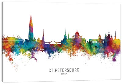 St Petersburg Russia Skyline City Name Canvas Art Print - Saint Petersburg Art