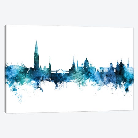 St Petersburg Russia Skyline Blue Teal Canvas Print #MTO3043} by Michael Tompsett Canvas Art Print