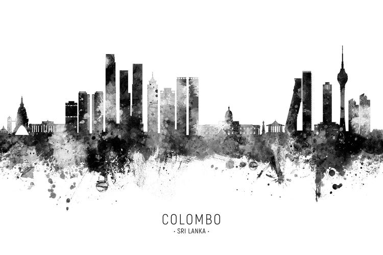 Colombo Sri Lanka Skyline Name Bw