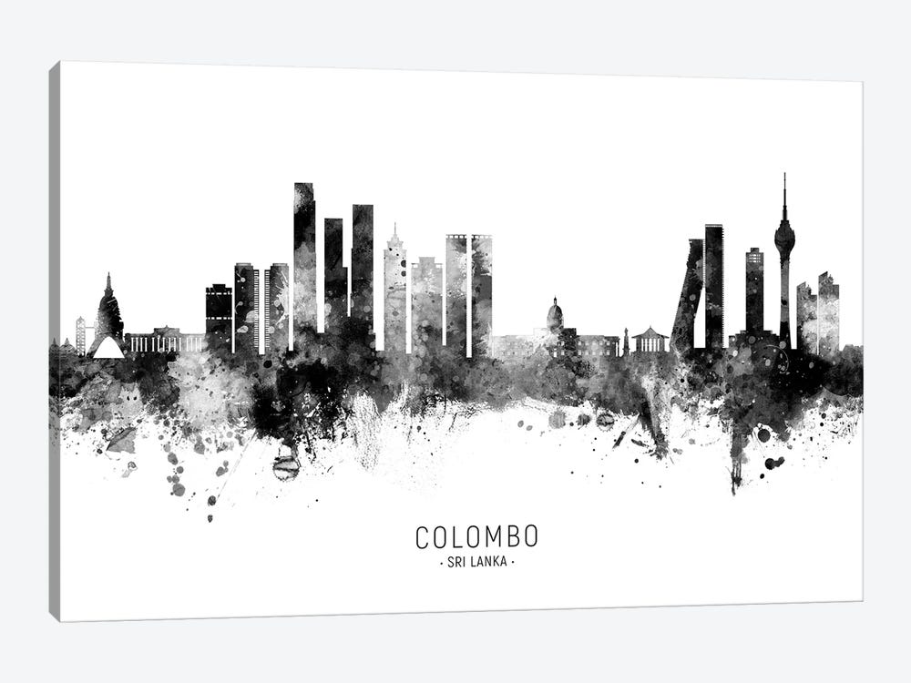 Colombo Sri Lanka Skyline Name Bw by Michael Tompsett 1-piece Canvas Art Print