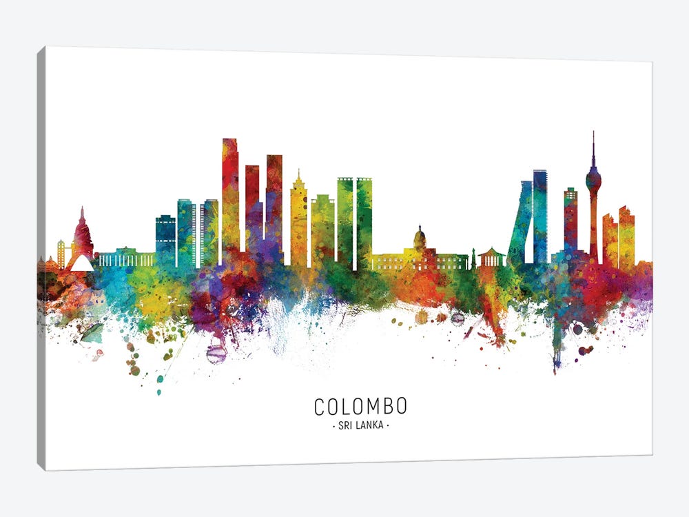 Colombo Sri Lanka Skyline City Name by Michael Tompsett 1-piece Canvas Artwork