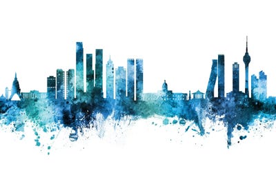 Colombo Sri Lanka Skyline Blue Teal by Michael Tompsett framed canvas print