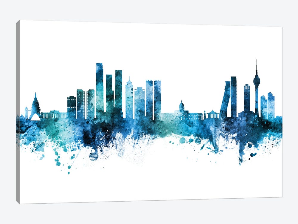 Colombo Sri Lanka Skyline Blue Teal by Michael Tompsett 1-piece Canvas Print