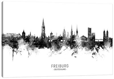 Freiburg Deutschland Skyline Name Bw Canvas Art Print