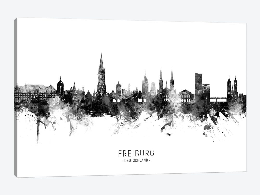 Freiburg Deutschland Skyline Name Bw by Michael Tompsett 1-piece Art Print