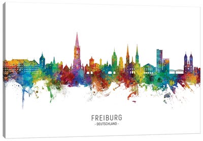 Freiburg Deutschland Skyline City Name Canvas Art Print