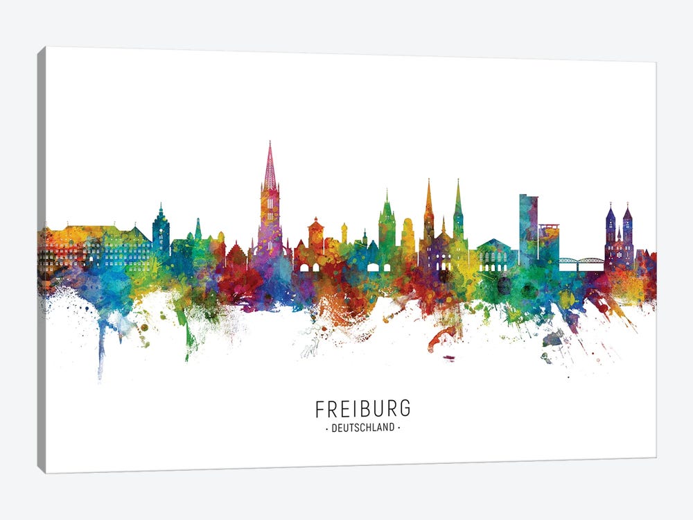 Freiburg Deutschland Skyline City Name by Michael Tompsett 1-piece Canvas Artwork