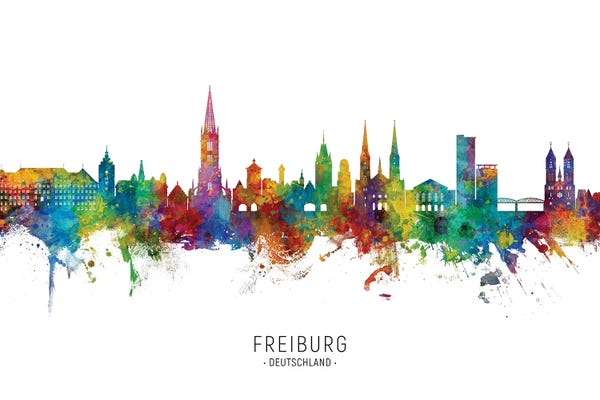 Baden-Wurttemberg: Freiburg Deutschland Skyline City Name by Michael Tompsett