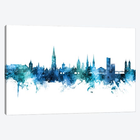 Freiburg Deutschland Skyline Blue Teal Canvas Print #MTO3053} by Michael Tompsett Canvas Artwork