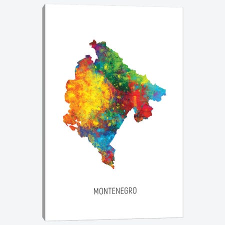 Montenegro Map Canvas Print #MTO3054} by Michael Tompsett Canvas Print