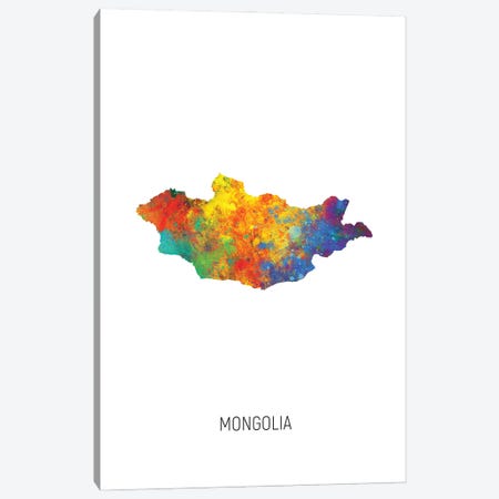Mongolia Map Canvas Print #MTO3055} by Michael Tompsett Canvas Print