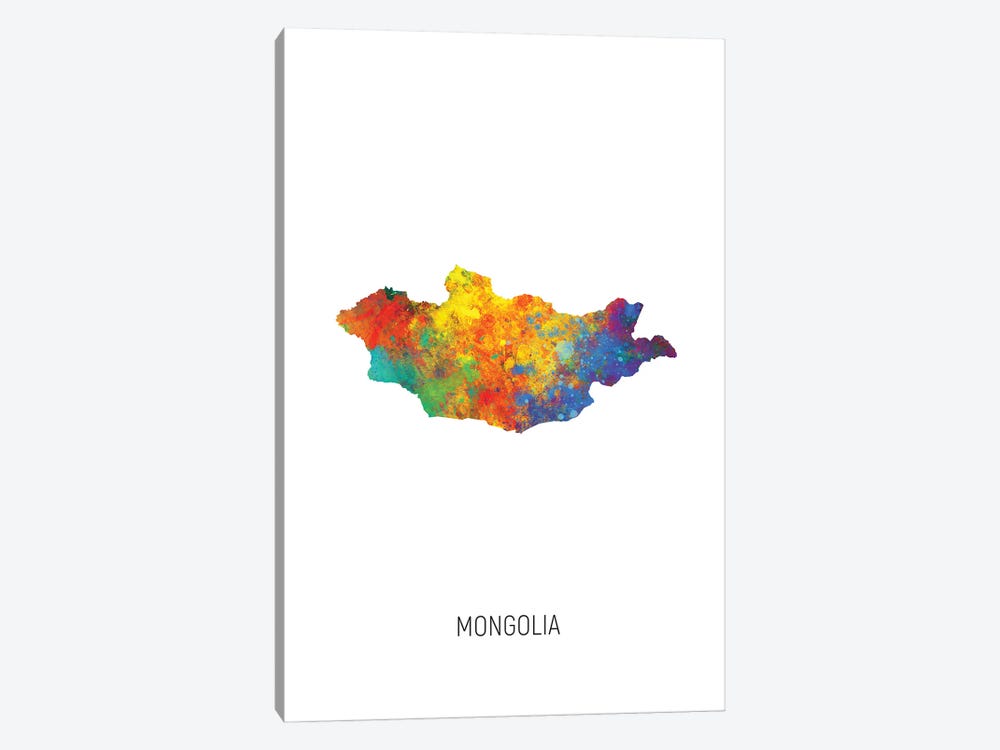 Mongolia Map by Michael Tompsett 1-piece Canvas Art Print