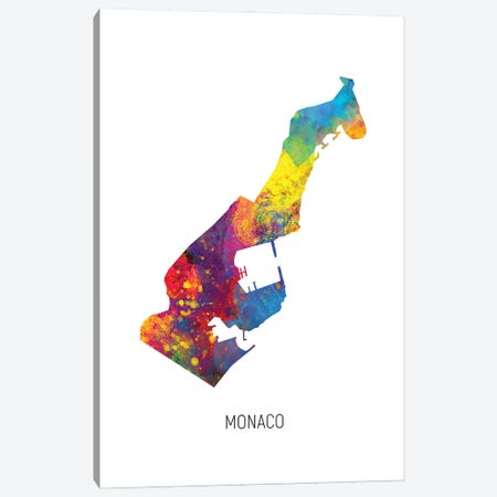 Monaco Map Canvas Print #MTO3056} by Michael Tompsett Art Print