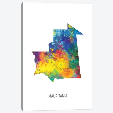 Mauritania Map Canvas Print #MTO3058} by Michael Tompsett Canvas Wall Art