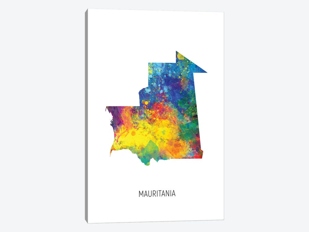 Mauritania Map by Michael Tompsett 1-piece Canvas Artwork