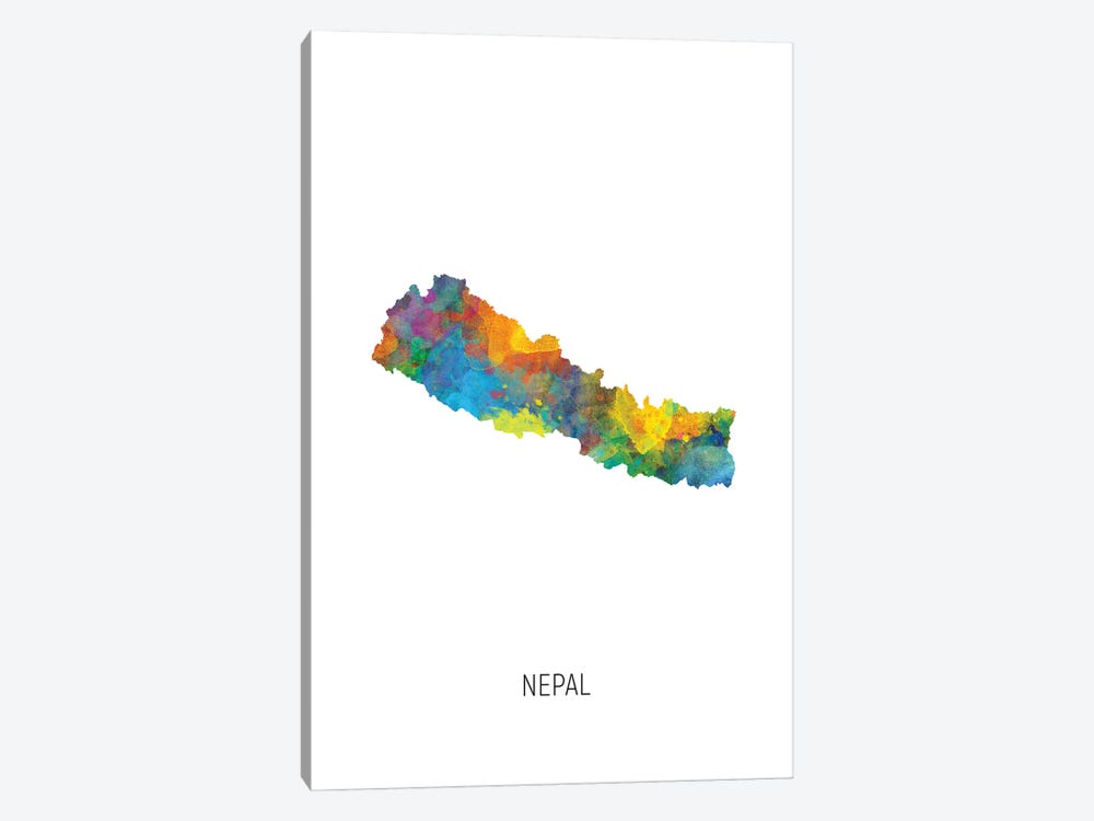 Nepal Map by Michael Tompsett 1-piece Art Print