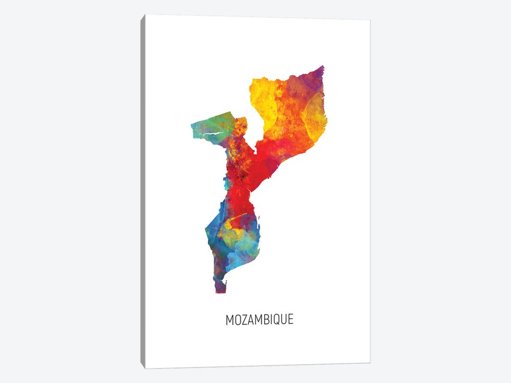 Mozambique Map by Michael Tompsett 1-piece Canvas Print