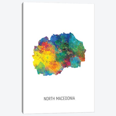 North Macedonia Map Canvas Print #MTO3064} by Michael Tompsett Canvas Artwork