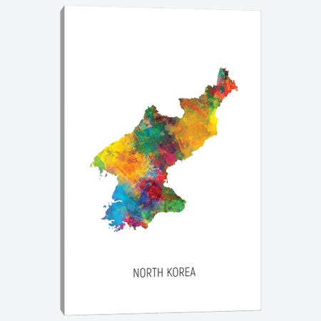 North Korea Map Canvas Print #MTO3065} by Michael Tompsett Canvas Wall Art