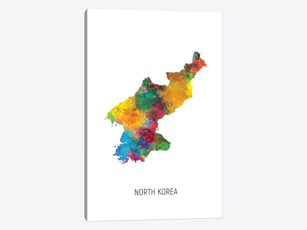 North Korea Map by Michael Tompsett 1-piece Canvas Art