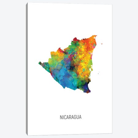 Nicaragua Map Canvas Print #MTO3067} by Michael Tompsett Canvas Art