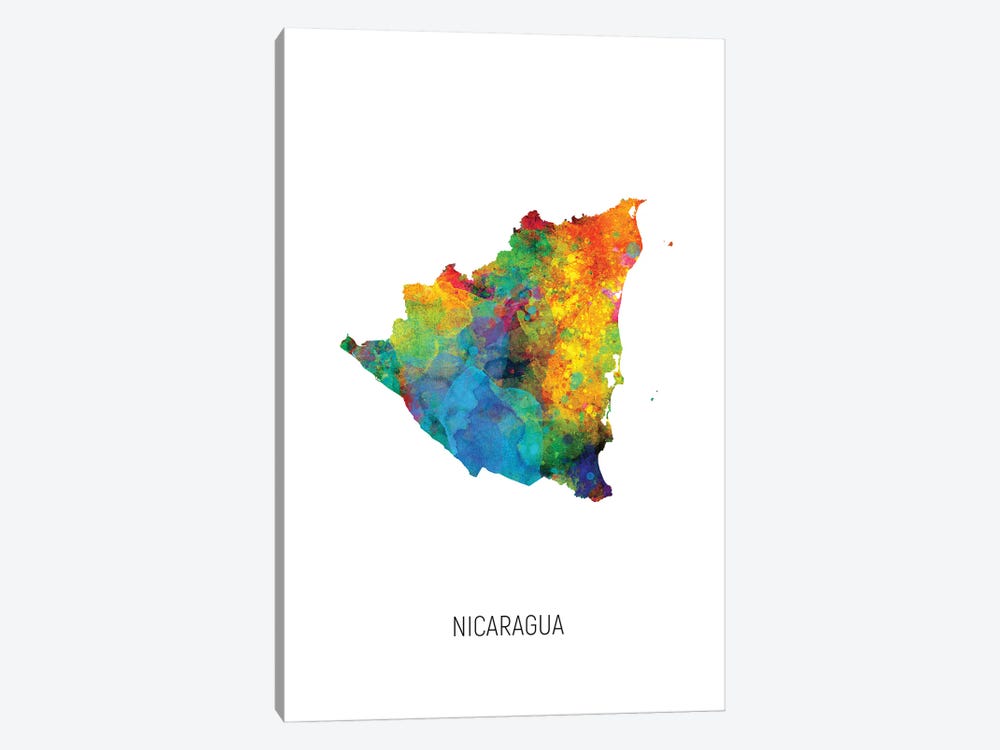 Nicaragua Map by Michael Tompsett 1-piece Canvas Artwork