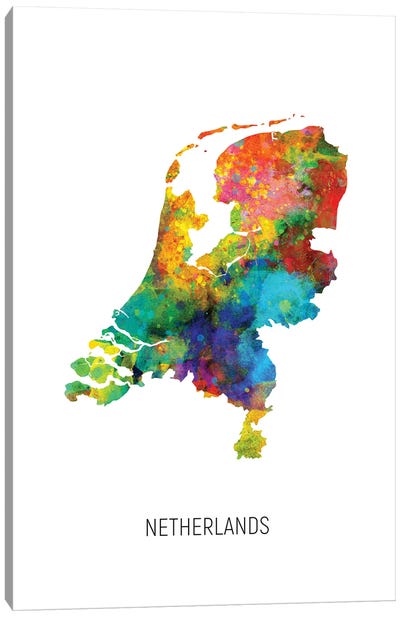 Netherlands Map Canvas Art Print - Country Maps