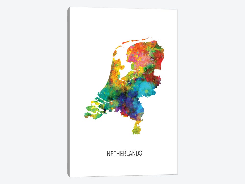 Netherlands Map by Michael Tompsett 1-piece Art Print