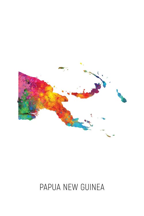 Papua New Guinea Map by Michael Tompsett wall art