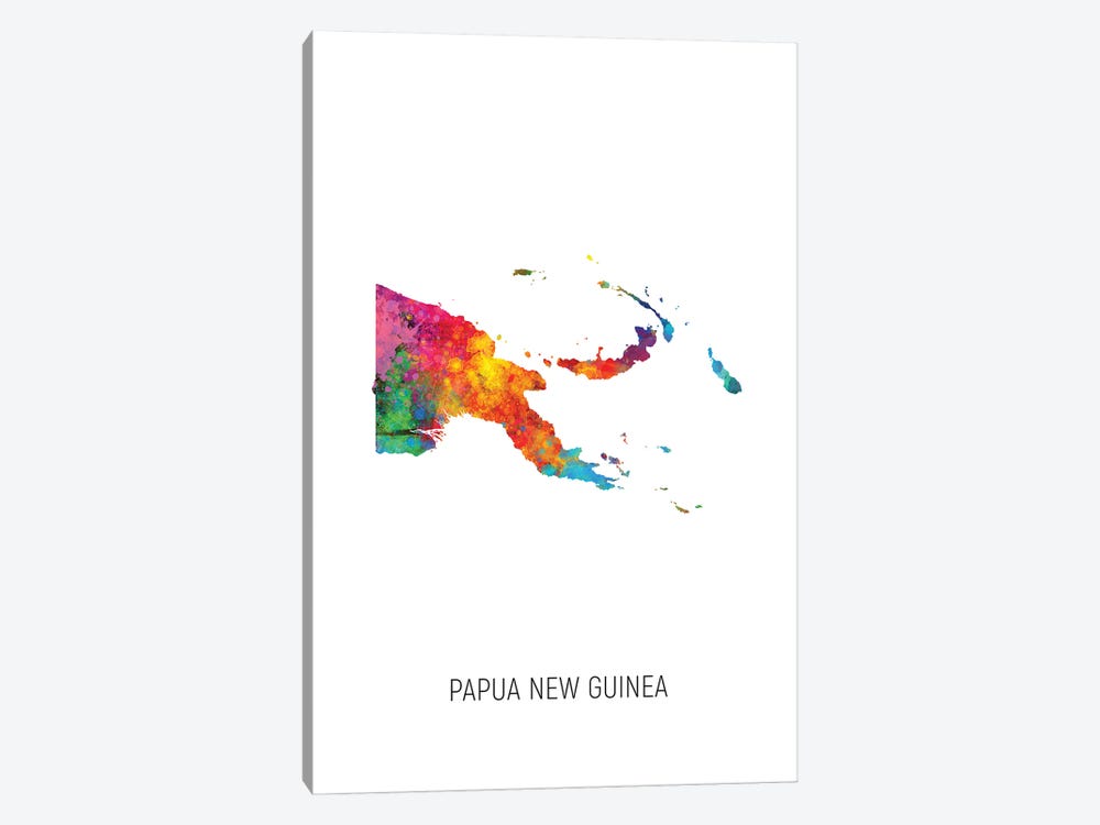 Papua New Guinea Map by Michael Tompsett 1-piece Canvas Artwork