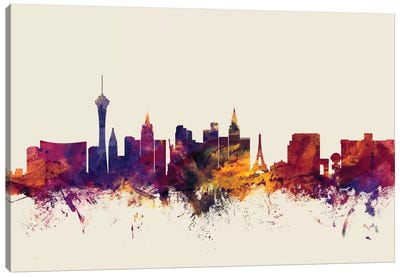 Las Vegas, Nevada, USA On Beige Canvas Art Print - Las Vegas Skylines