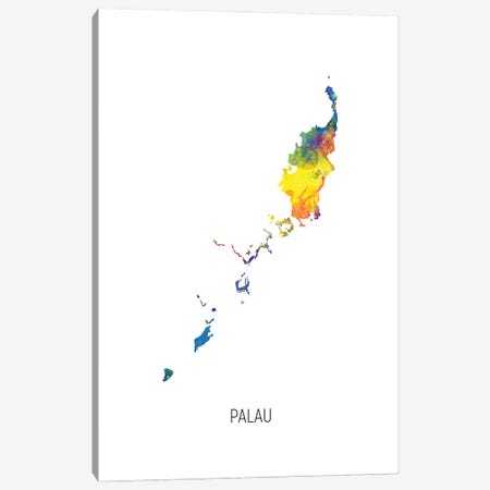 Palau Map Canvas Print #MTO3071} by Michael Tompsett Canvas Wall Art