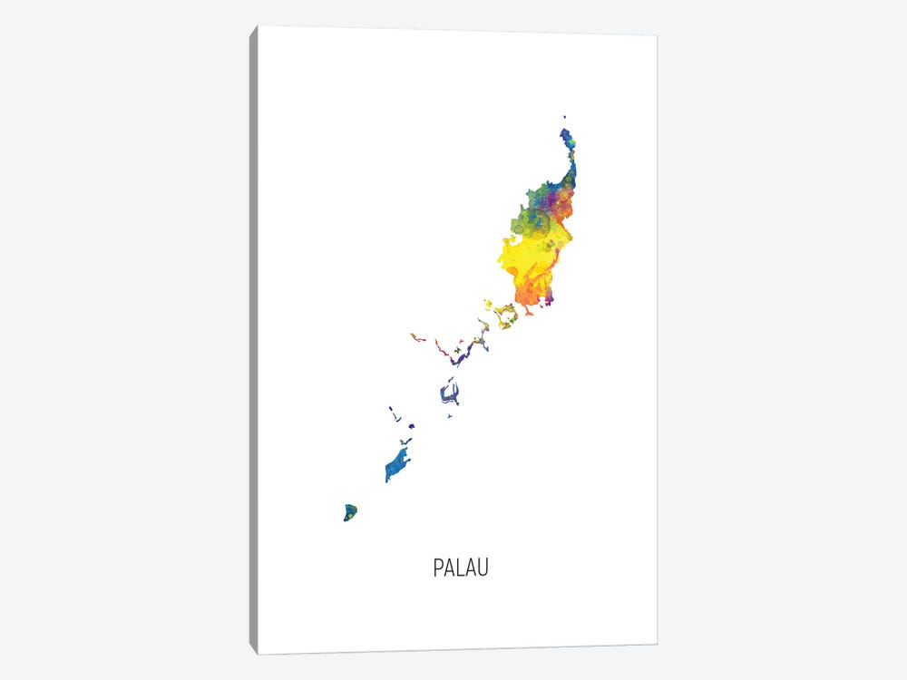 Palau Map by Michael Tompsett 1-piece Canvas Print