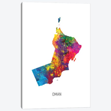 Oman Map Canvas Print #MTO3072} by Michael Tompsett Canvas Art