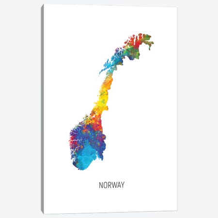 Norway Map Canvas Print #MTO3073} by Michael Tompsett Canvas Artwork