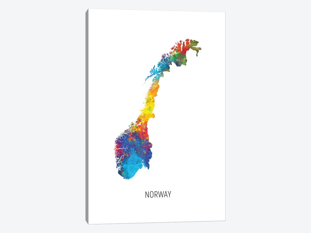 Norway Map by Michael Tompsett 1-piece Canvas Print