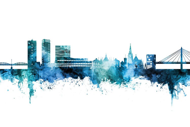 Umea Sweden Skyline Blue Teal by Michael Tompsett wall art
