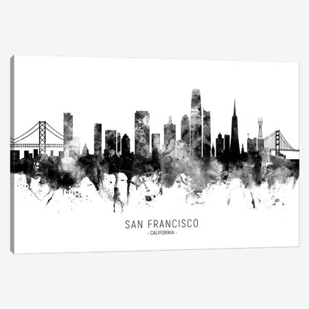 San Francisco California Skyline Name Bw Canvas Print #MTO3076} by Michael Tompsett Canvas Art Print