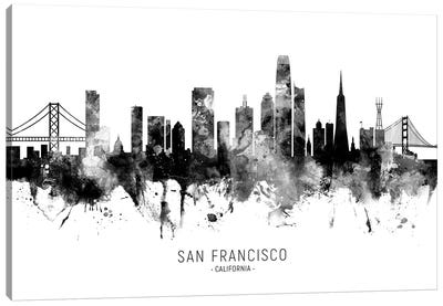 San Francisco California Skyline Name Bw Canvas Art Print - San Francisco Skylines