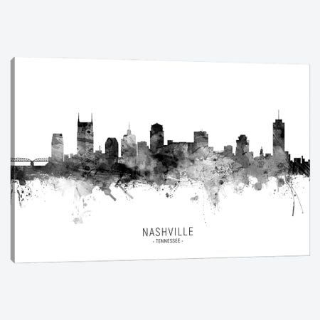 Nashville Tennessee Skyline Name Bw Canvas Print #MTO3077} by Michael Tompsett Art Print