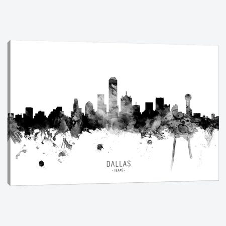 Dallas Texas Skyline Name Bw Canvas Print #MTO3078} by Michael Tompsett Canvas Wall Art