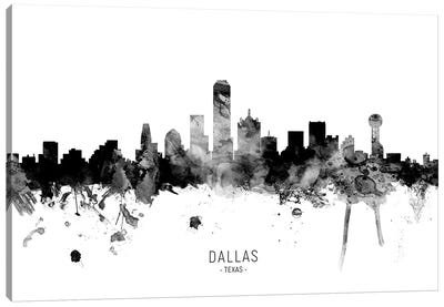 Dallas Texas Skyline Name Bw Canvas Art Print - Dallas Skylines