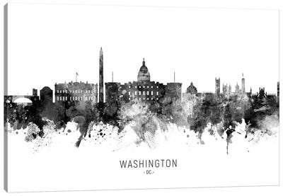 Washington Dc Skyline Name Bw Canvas Art Print - Washington DC Skylines
