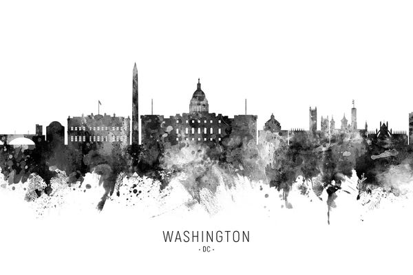 Washington, D.C. Skylines: Washington Dc Skyline Name Bw by Michael Tompsett